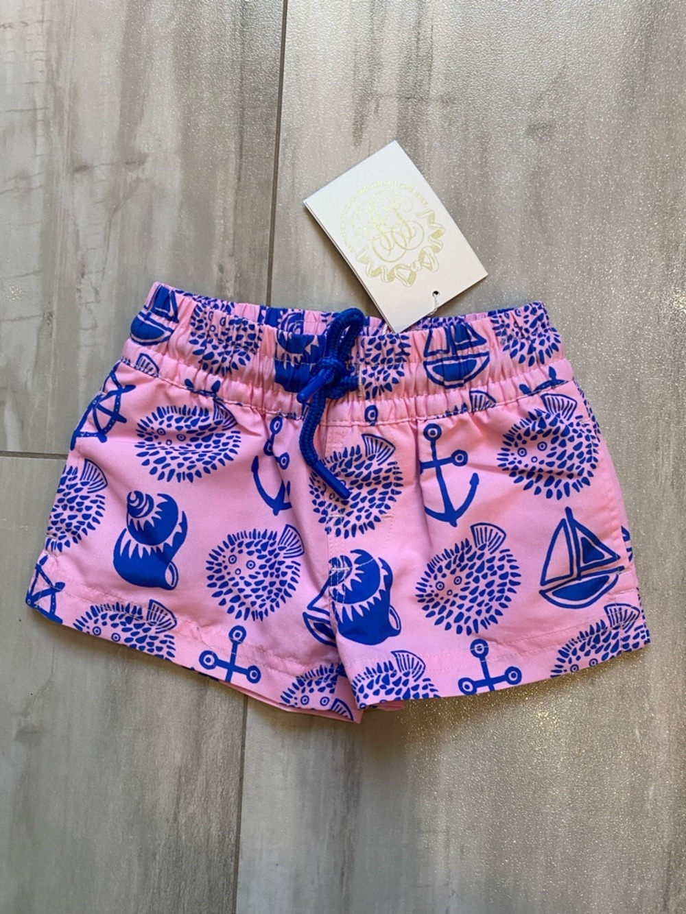 NWT The Beaufort Bonnet Company Coastal Tortola Print Swim Trunks Boys 0-6M